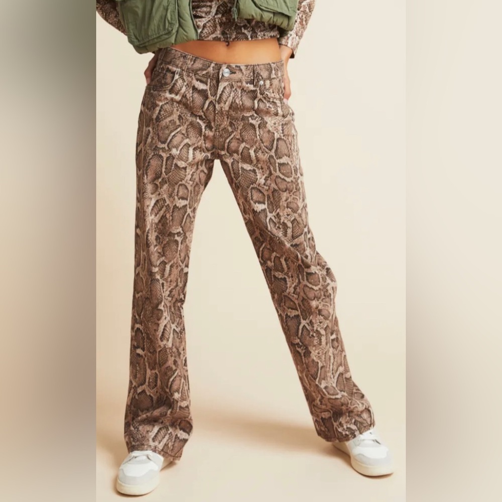 Wide leg twill pants